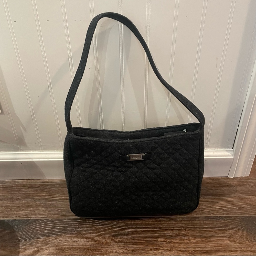 Lauren Ralph Lauren Wool Blend Quilted Shoulder Bag Y2K LBD in Black OS
